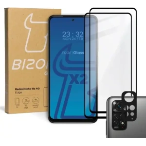 Kup Bizon Glass Edge sticlă temperată - [2 PACK] + protecție pentru lentile Redmi Note 11s 4G negru - BIZ2282 - {ean13} - Sklep Home Screen