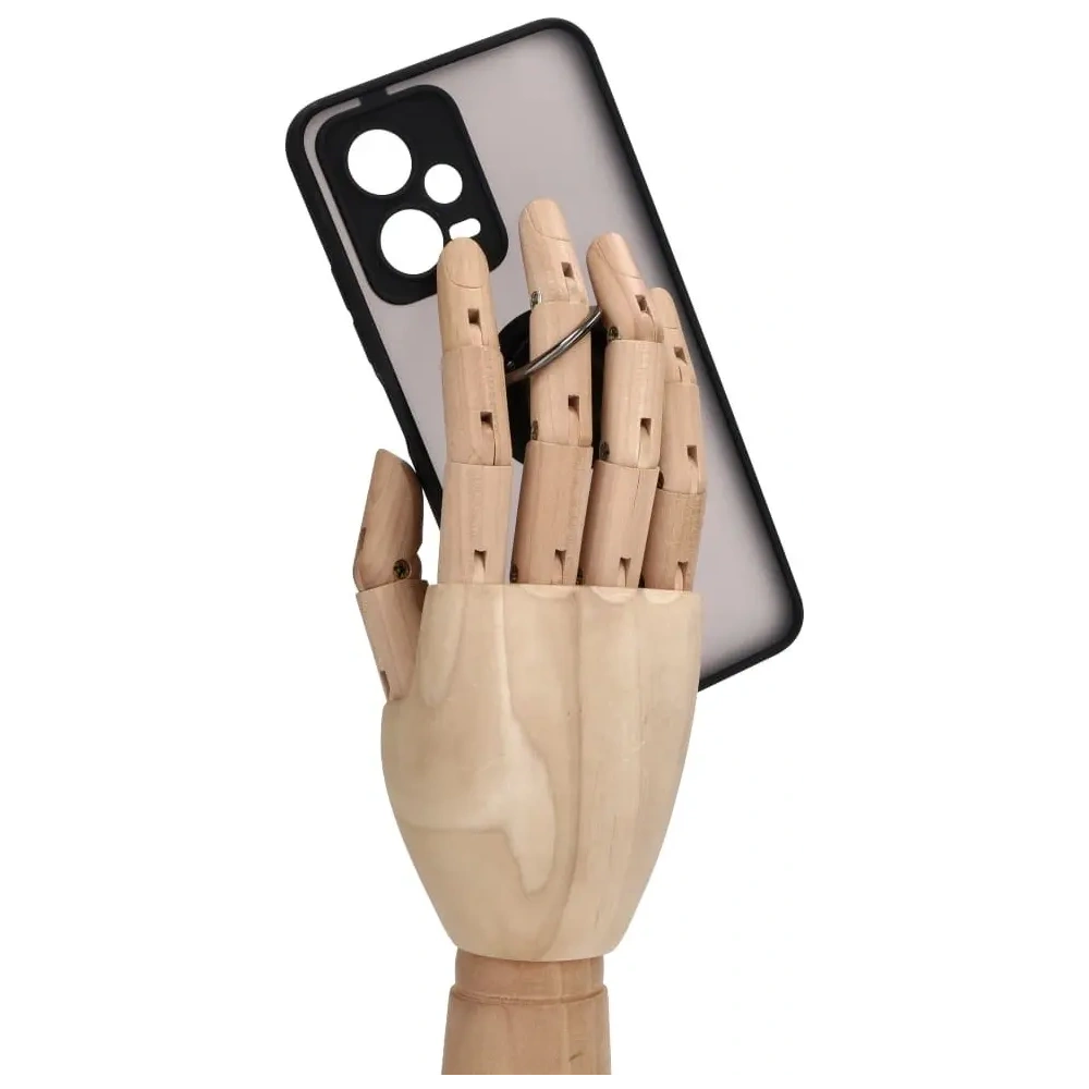 Etui z uchwytem na palec Bizon Case Hybrid Ring do Xiaomi Poco X5 / Redmi Note 12 5G przydymione z czarną ramką