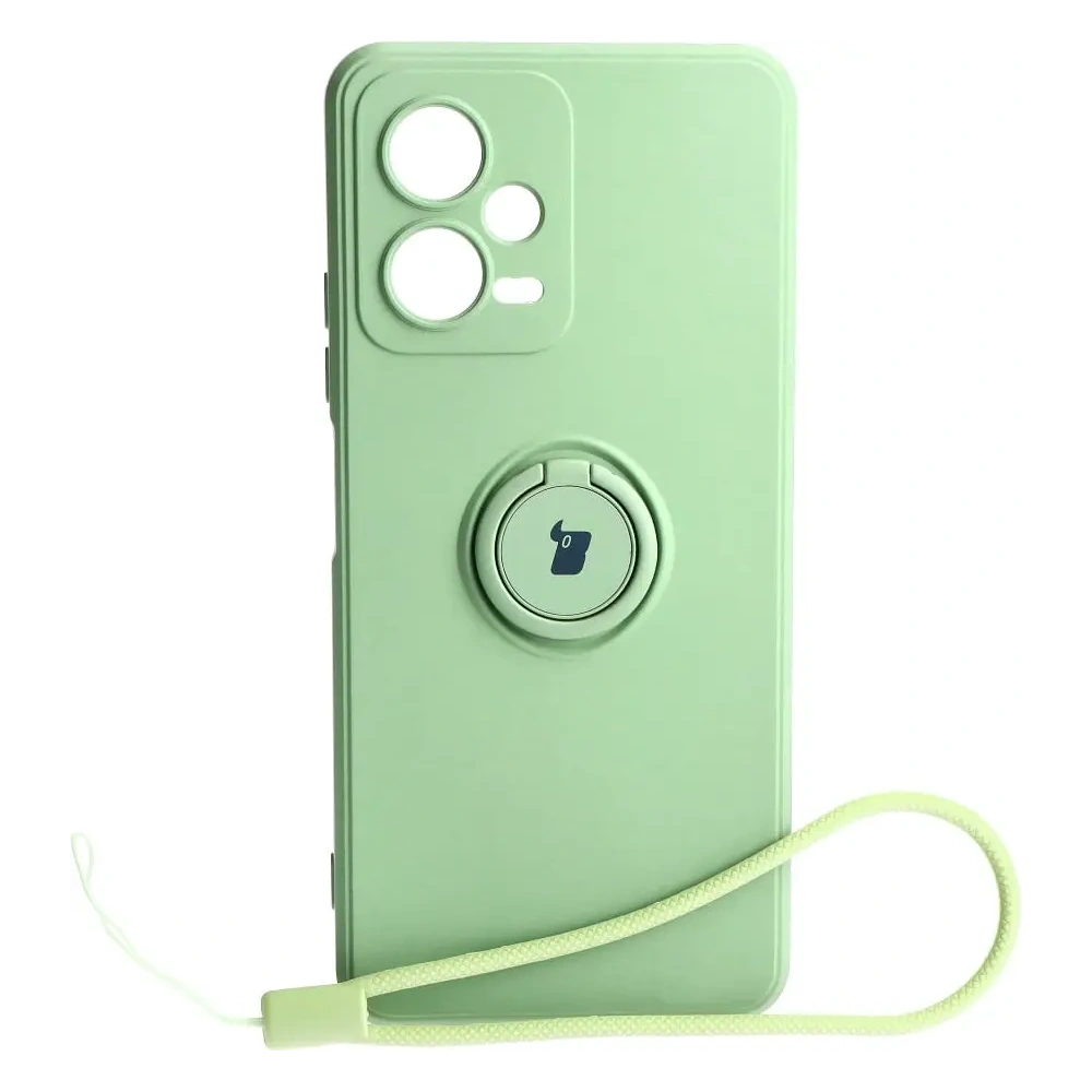 Etui Bizon Case Silicone Ring Sq do Xiaomi Redmi Note 12 5G/Poco X5 jasnozielone