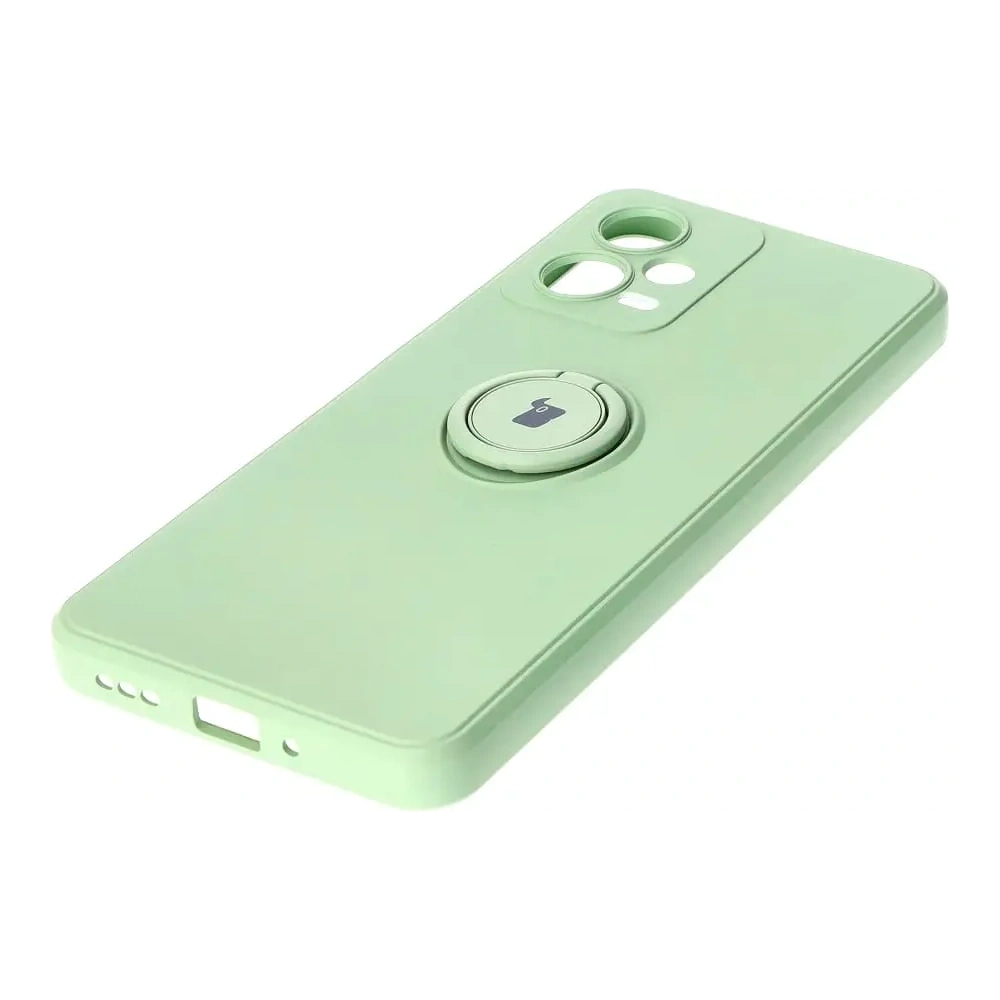Etui Bizon Case Silicone Ring Sq do Xiaomi Redmi Note 12 5G/Poco X5 jasnozielone