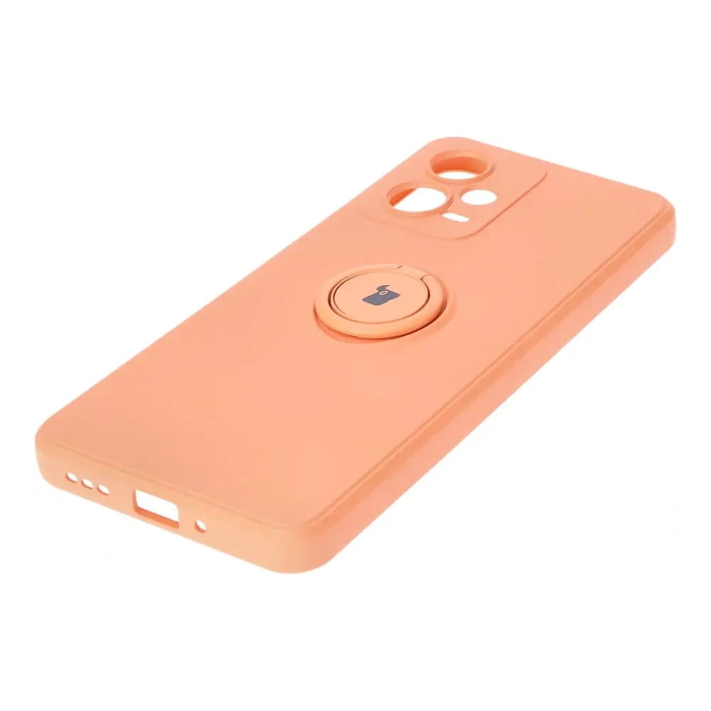 Etui Bizon Case Silicone Ring Sq do Xiaomi Redmi Note 12 5G/Poco X5 pomarańczowe