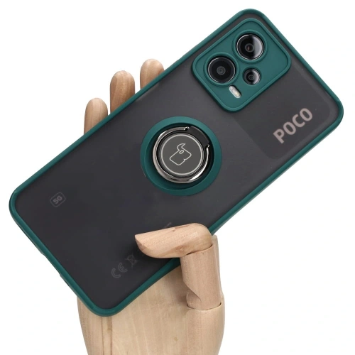 Kup Bizon Case Hybrid Ring Xiaomi Poco X5 / Redmi Note 12 5G fumuriu cu un cadru verde închis - BIZ2299 - {ean13} - Sklep Home Screen