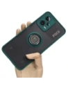 Bizon Case Hybrid Ring Xiaomi Poco X5 / Redmi Note 12 5G fumuriu cu un cadru verde închis