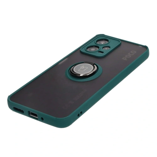 Kup Bizon Case Hybrid Ring Xiaomi Poco X5 / Redmi Note 12 5G fumuriu cu un cadru verde închis - BIZ2299 - {ean13} - Sklep Home Screen