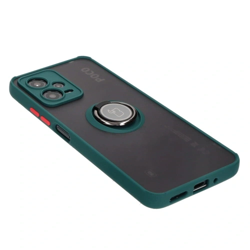 Kup Bizon Case Hybrid Ring Xiaomi Poco X5 / Redmi Note 12 5G fumuriu cu un cadru verde închis - BIZ2299 - {ean13} - Sklep Home Screen