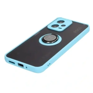 Kup Etui z uchwytem na palec Bizon Case Hybrid Ring do Xiaomi Poco X5 / Redmi Note 12 5G przydymione z jasnoniebieską ramką - BIZ2300 - {ean13} - Sklep Home Screen