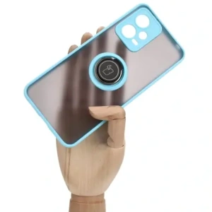 Kup Etui z uchwytem na palec Bizon Case Hybrid Ring do Xiaomi Poco X5 / Redmi Note 12 5G przydymione z jasnoniebieską ramką - BIZ2300 - {ean13} - Sklep Home Screen