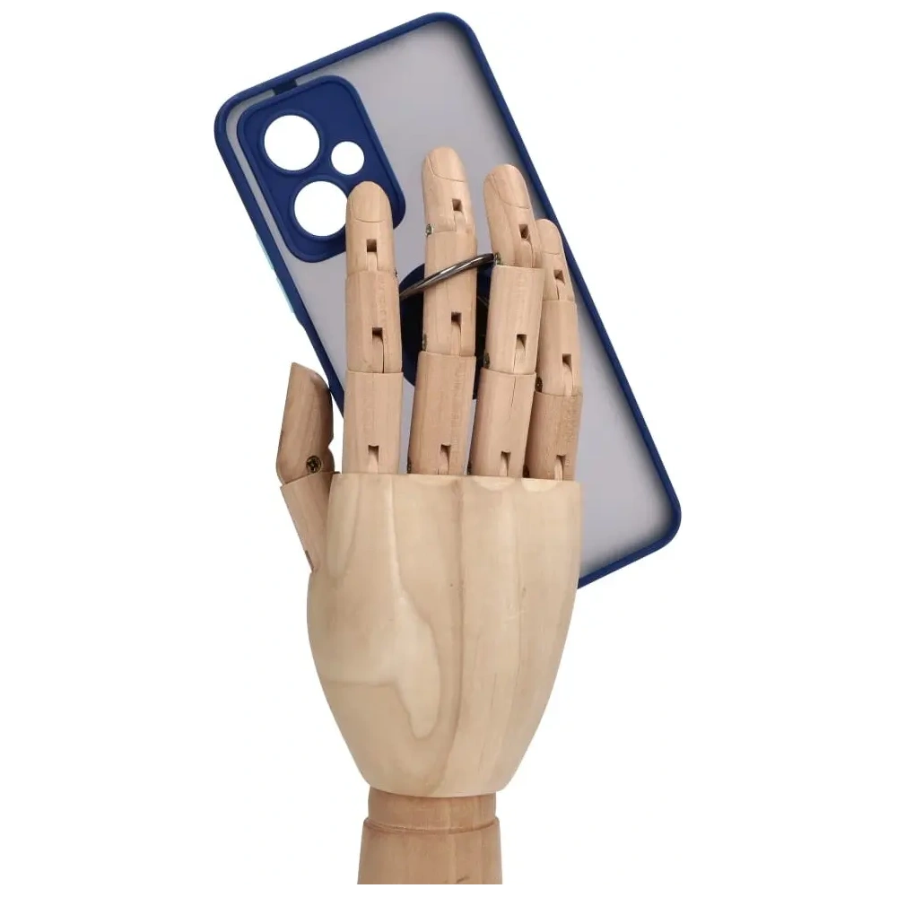 Etui z uchwytem na palec Bizon Case Hybrid Ring do Xiaomi Poco X5 / Redmi Note 12 5G przydymione z granatową ramką