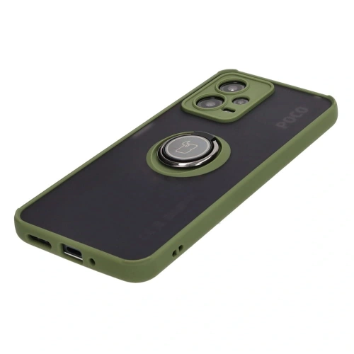 Kup Bizon Case Hybrid Ring Xiaomi Poco X5 / Redmi Note 12 5G fumuriu cu un cadru verde - BIZ2311 - {ean13} - Sklep Home Screen