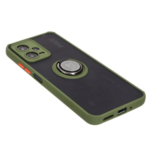 Buy Bizon Case Hybrid Ring Xiaomi Poco X5 / Redmi Note 12 5G smoky with a green frame - BIZ2311 - {ean13} - Home Screen Store Europe