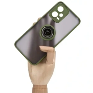 Kup Etui z uchwytem na palec Bizon Case Hybrid Ring do Xiaomi Poco X5 / Redmi Note 12 5G przydymione z zieloną ramką - BIZ2311 - {ean13} - Sklep Home Screen