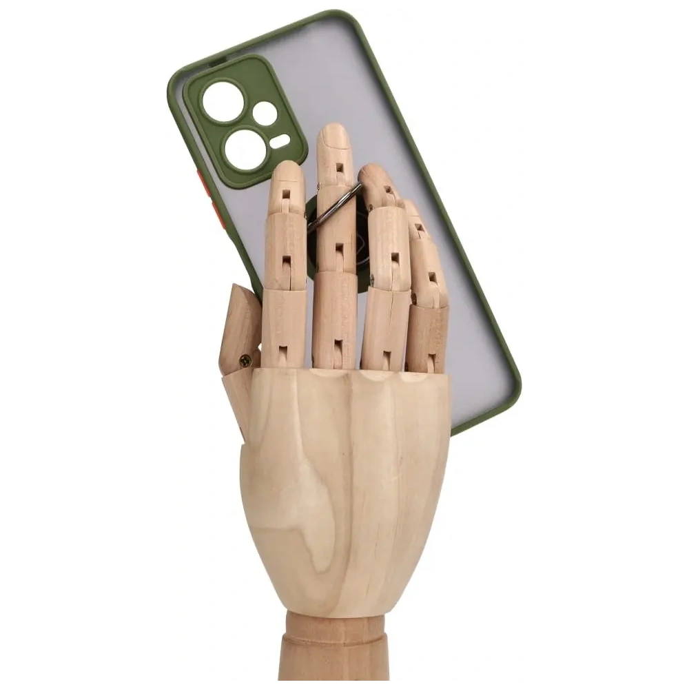 Etui z uchwytem na palec Bizon Case Hybrid Ring do Xiaomi Poco X5 / Redmi Note 12 5G przydymione z zieloną ramką