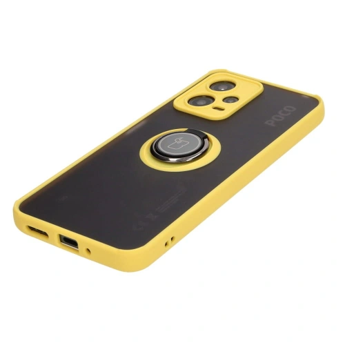 Buy Bizon Case Hybrid Ring Xiaomi Poco X5 / Redmi Note 12 5G smoky with a yellow frame - BIZ2312 - {ean13} - Home Screen Store Europe