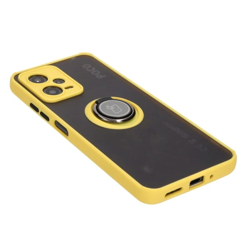 Buy Bizon Case Hybrid Ring Xiaomi Poco X5 / Redmi Note 12 5G smoky with a yellow frame - BIZ2312 - {ean13} - Home Screen Store Europe