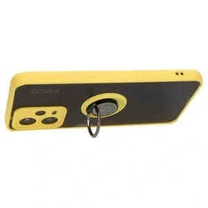 Kup Etui z uchwytem na palec Bizon Case Hybrid Ring do Xiaomi Poco X5 / Redmi Note 12 5G przydymione z żółtą ramką - BIZ2312 - {ean13} - Sklep Home Screen