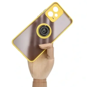 Kup Etui z uchwytem na palec Bizon Case Hybrid Ring do Xiaomi Poco X5 / Redmi Note 12 5G przydymione z żółtą ramką - BIZ2312 - {ean13} - Sklep Home Screen