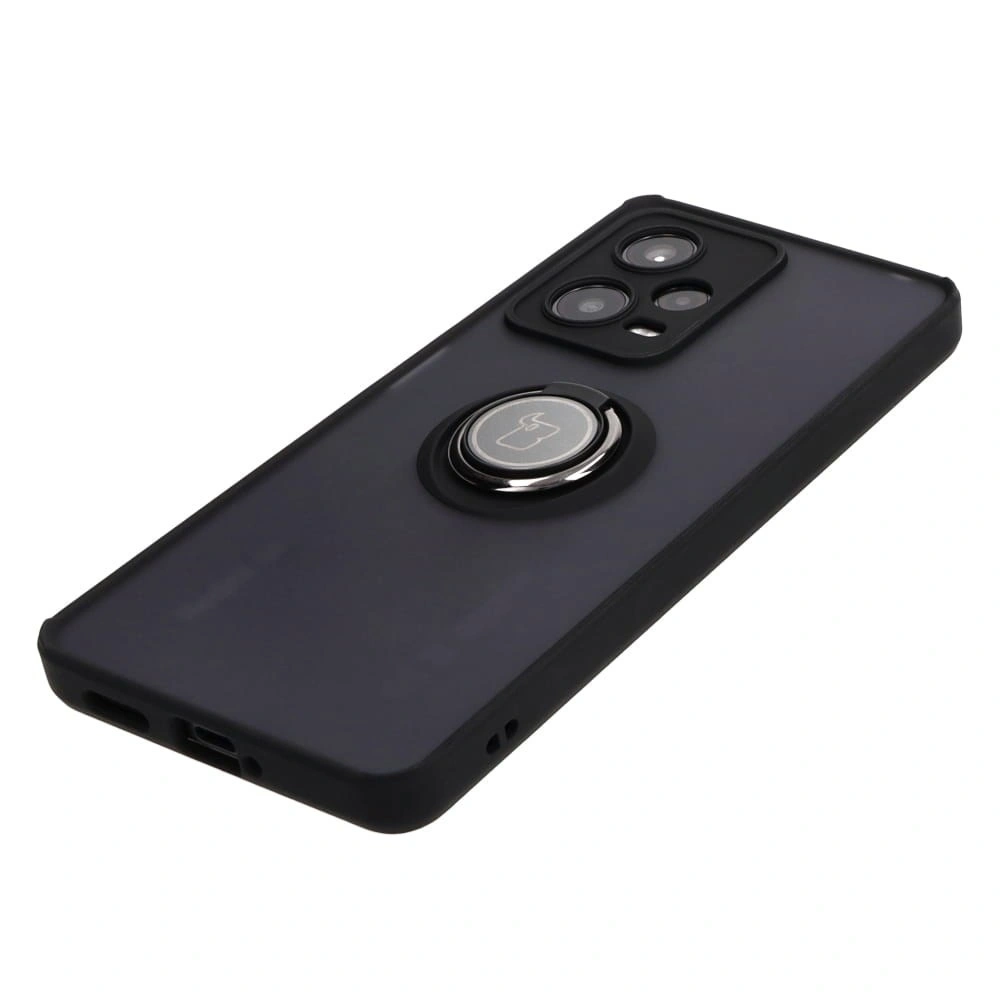 Etui z uchwytem na palec Bizon Case Hybrid Ring do Xiaomi Redmi Note 12 Pro 5G przydymione z czarną ramką