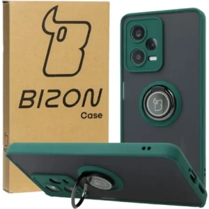Kup Etui z uchwytem na palec Bizon Case Hybrid Ring do Xiaomi Redmi Note 12 Pro 5G przydymione z ciemnozieloną ramką - BIZ2317 - {ean13} - Sklep Home Screen