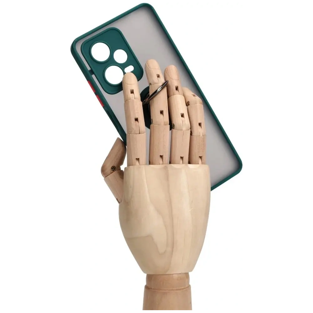 Etui z uchwytem na palec Bizon Case Hybrid Ring do Xiaomi Redmi Note 12 Pro+ 5G przydymione z ciemnozieloną ramką