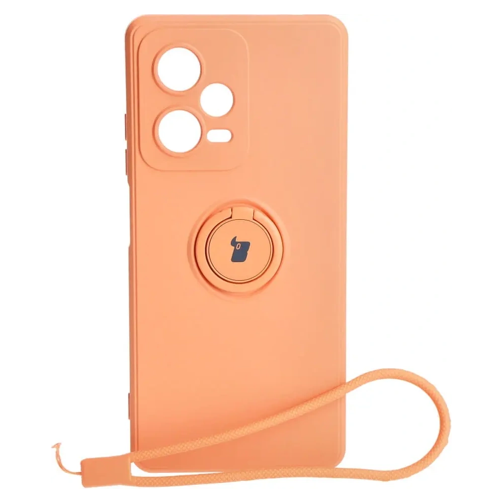 Etui Bizon Case Silicone Ring Sq do Xiaomi Redmi Note 12 Pro Plus 5G pomarańczowe