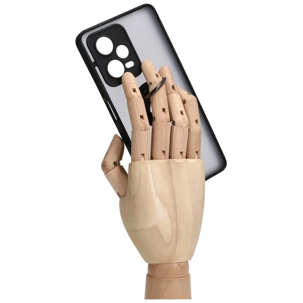 Etui z uchwytem na palec Bizon Case Hybrid Ring do Xiaomi Redmi Note 12 Pro+ 5G przydymione z czarną ramką