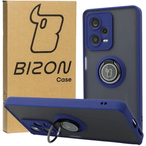 Buy Bizon Case Hybrid Ring Xiaomi Redmi Note 12 Pro+ 5G smoky with a navy blue frame - BIZ2331 - {ean13} - Home Screen Store Europe