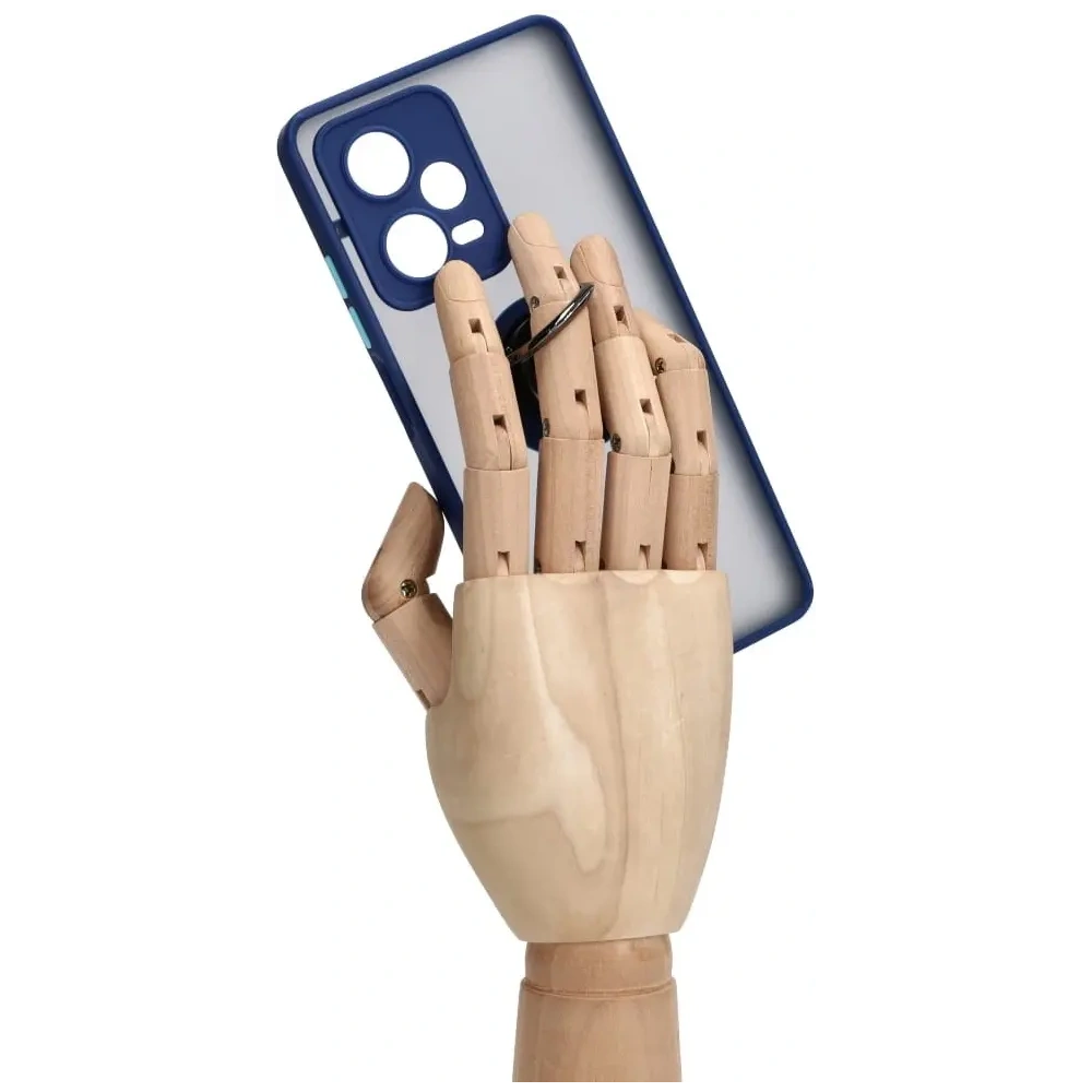 Etui z uchwytem na palec Bizon Case Hybrid Ring do Xiaomi Redmi Note 12 Pro+ 5G przydymione z granatową ramką