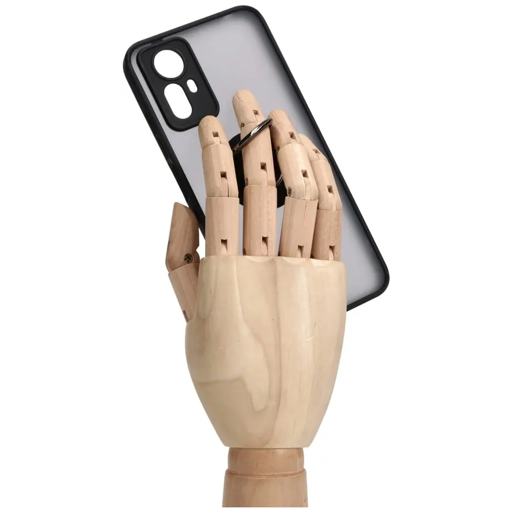 Etui z uchwytem na palec Bizon Case Hybrid Ring do Xiaomi Redmi Note 12S przydymione z czarną ramką