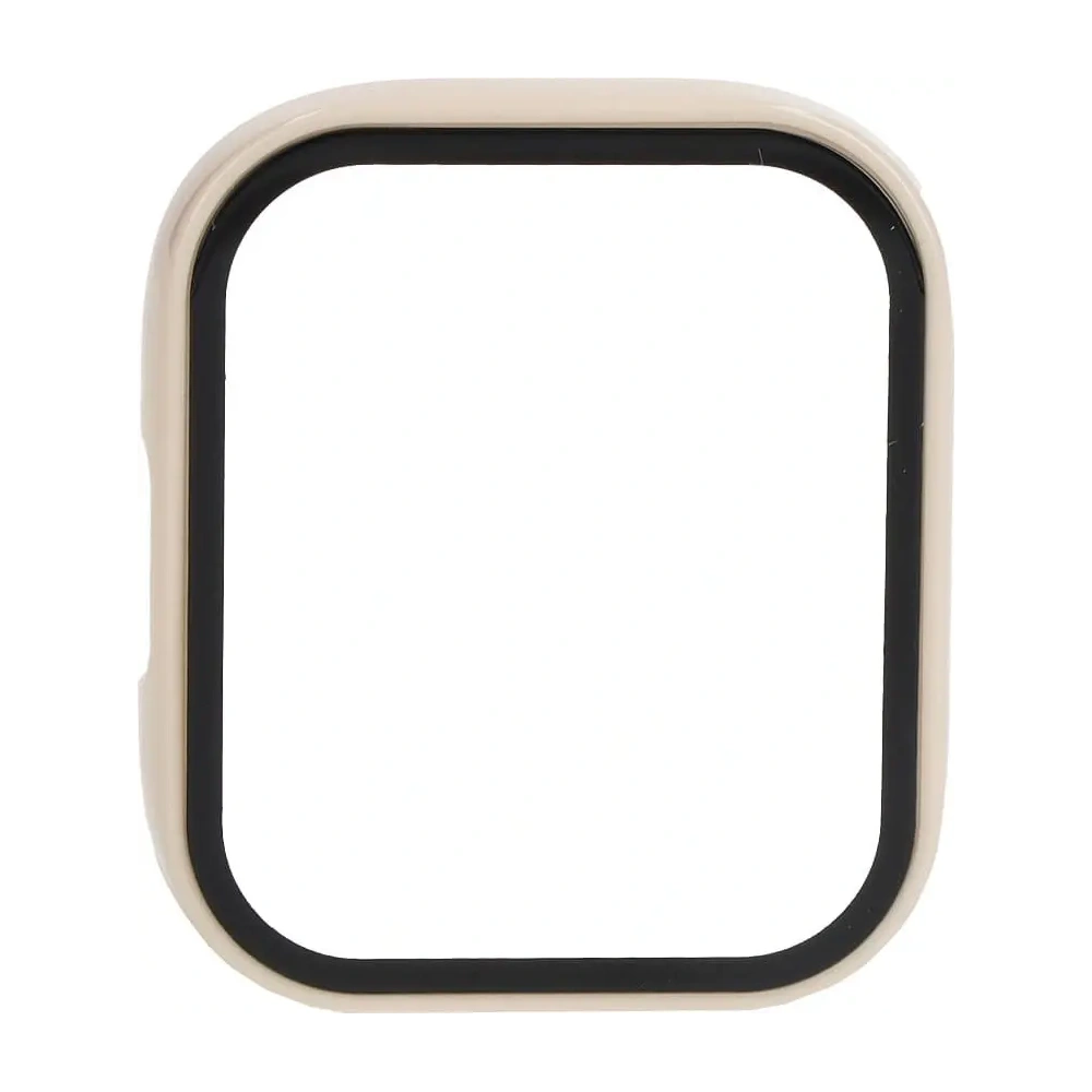 Etui Bizon Case+Glass Set do Xiaomi Redmi Watch 3 beżowe