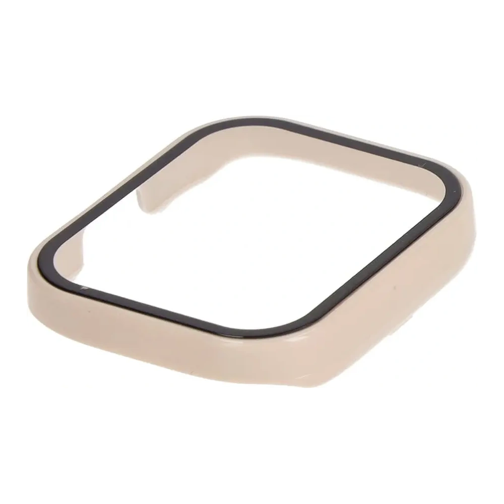 Etui Bizon Case+Glass Set do Xiaomi Redmi Watch 3 beżowe