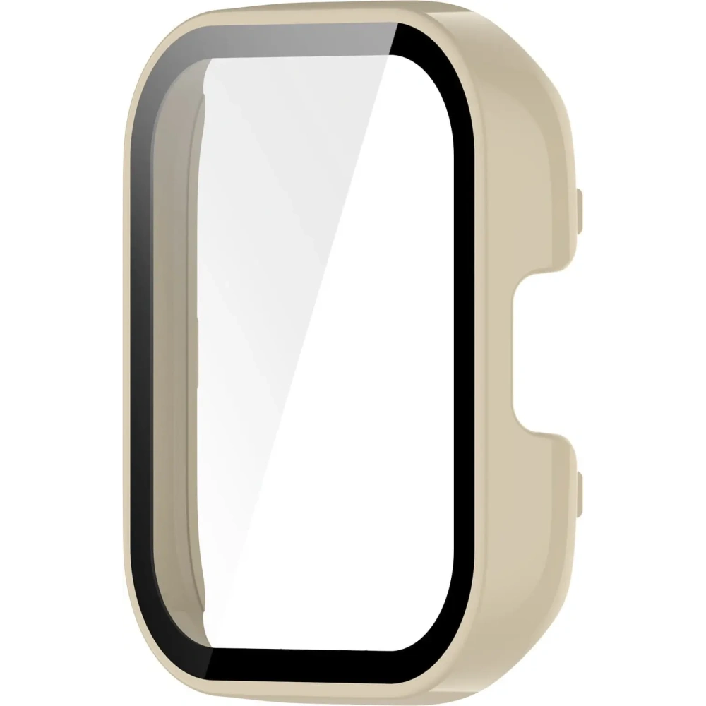 Etui Bizon Case+Glass Set do Xiaomi Redmi Watch 3 beżowe
