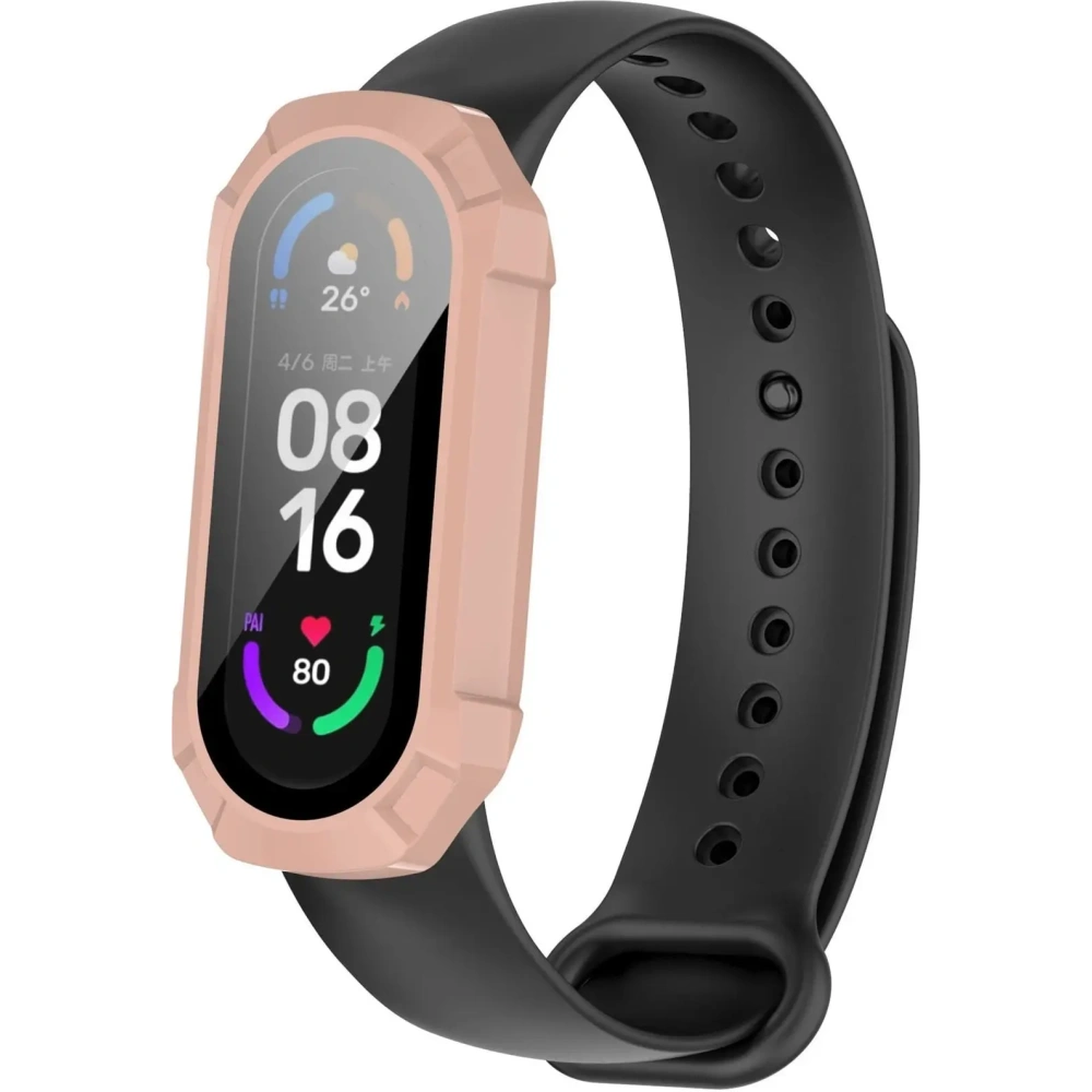 Etui ze szkłem Bizon Case AntiShock Set Xiaomi Mi Band 7 jasnoróżowe