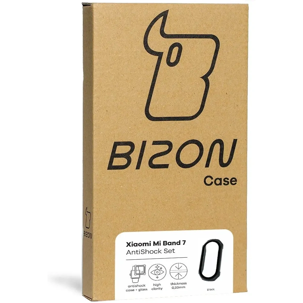 Etui ze szkłem Bizon Case AntiShock Set Xiaomi Mi Band 7 czarne