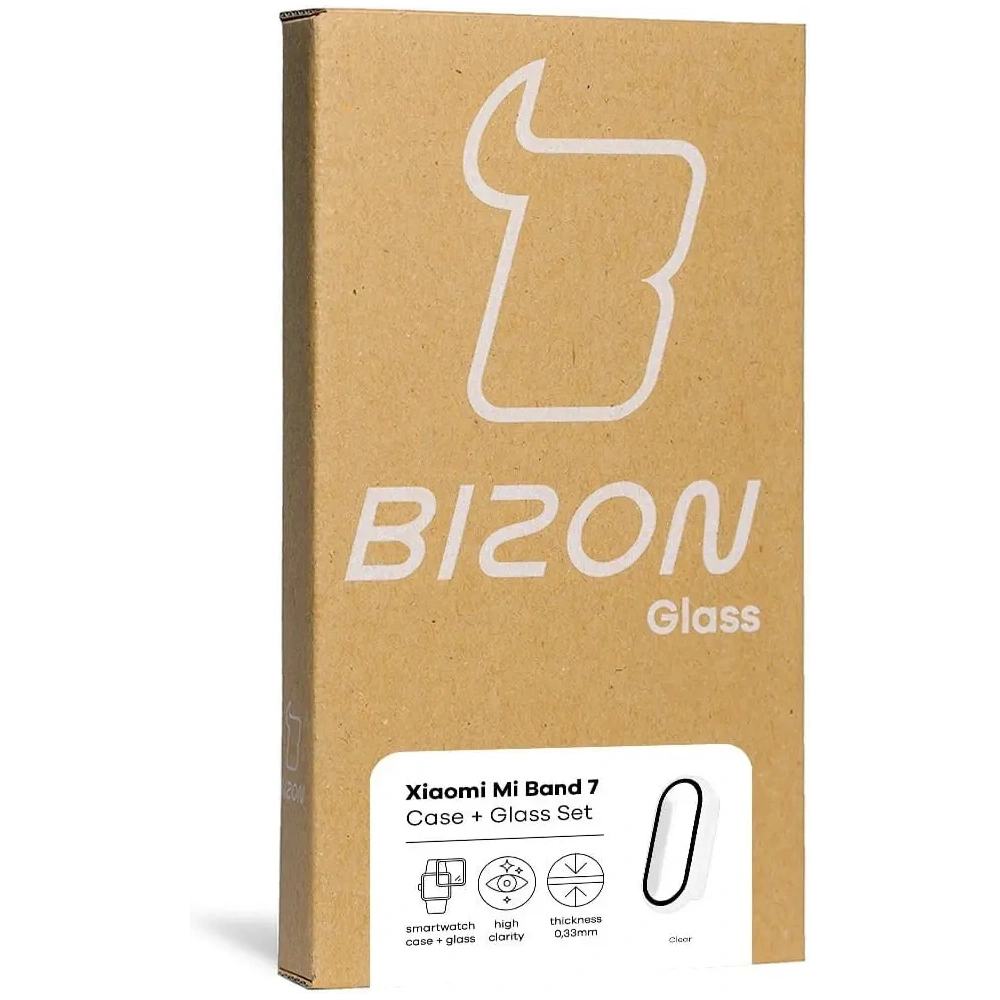 Etui ze szkłem Bizon Case Case + Glass Set Xiaomi Mi Band 7 przezroczyste