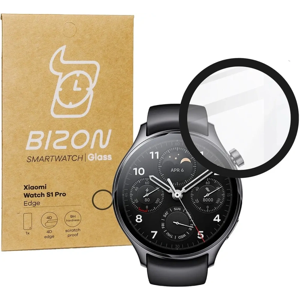 Szkło hybrydowe Bizon Glass Watch Edge Hybrid do Xiaomi Watch S1 Pro czarne