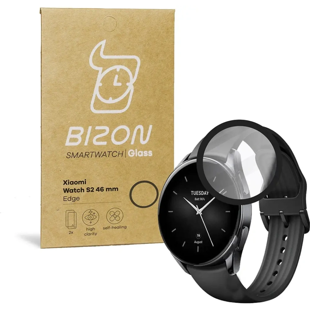 Szkło hartowane Bizon Glass Edge do Xiaomi Watch S2 46 mm czarne