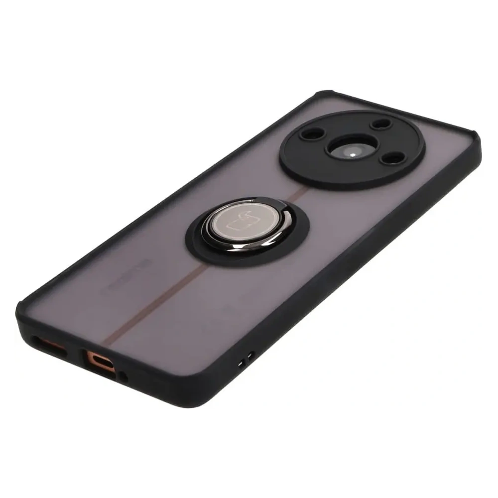 Etui z uchwytem na palec Bizon Case Hybrid Ring do Realme 11 Pro / 11 Pro+ przydymione z czarną ramką