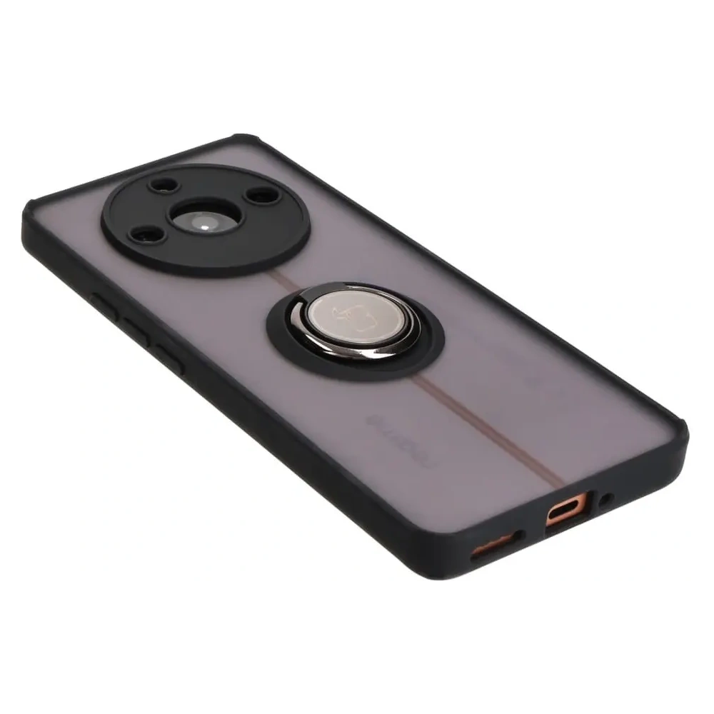Etui z uchwytem na palec Bizon Case Hybrid Ring do Realme 11 Pro / 11 Pro+ przydymione z czarną ramką