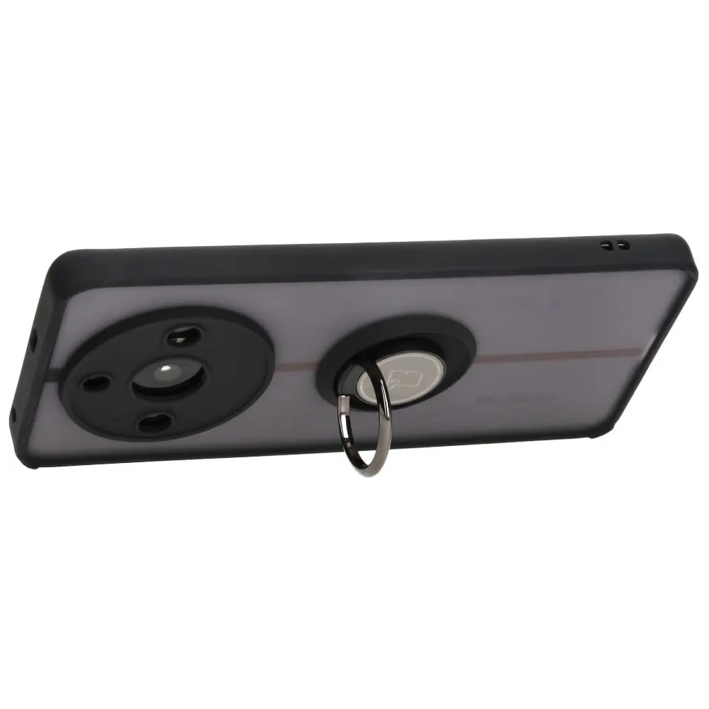Etui z uchwytem na palec Bizon Case Hybrid Ring do Realme 11 Pro / 11 Pro+ przydymione z czarną ramką