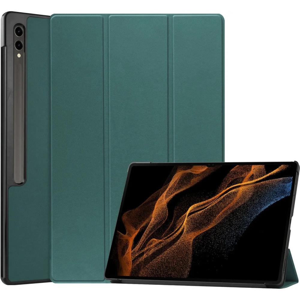Etui Bizon Case Tab Croc do Samsung Galaxy Tab S10 Ultra / S9 Ultra ciemnozielone