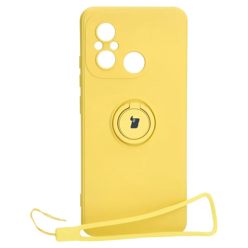 Etui Bizon Case Silicone Ring Sq do Xiaomi Redmi 12C żółte