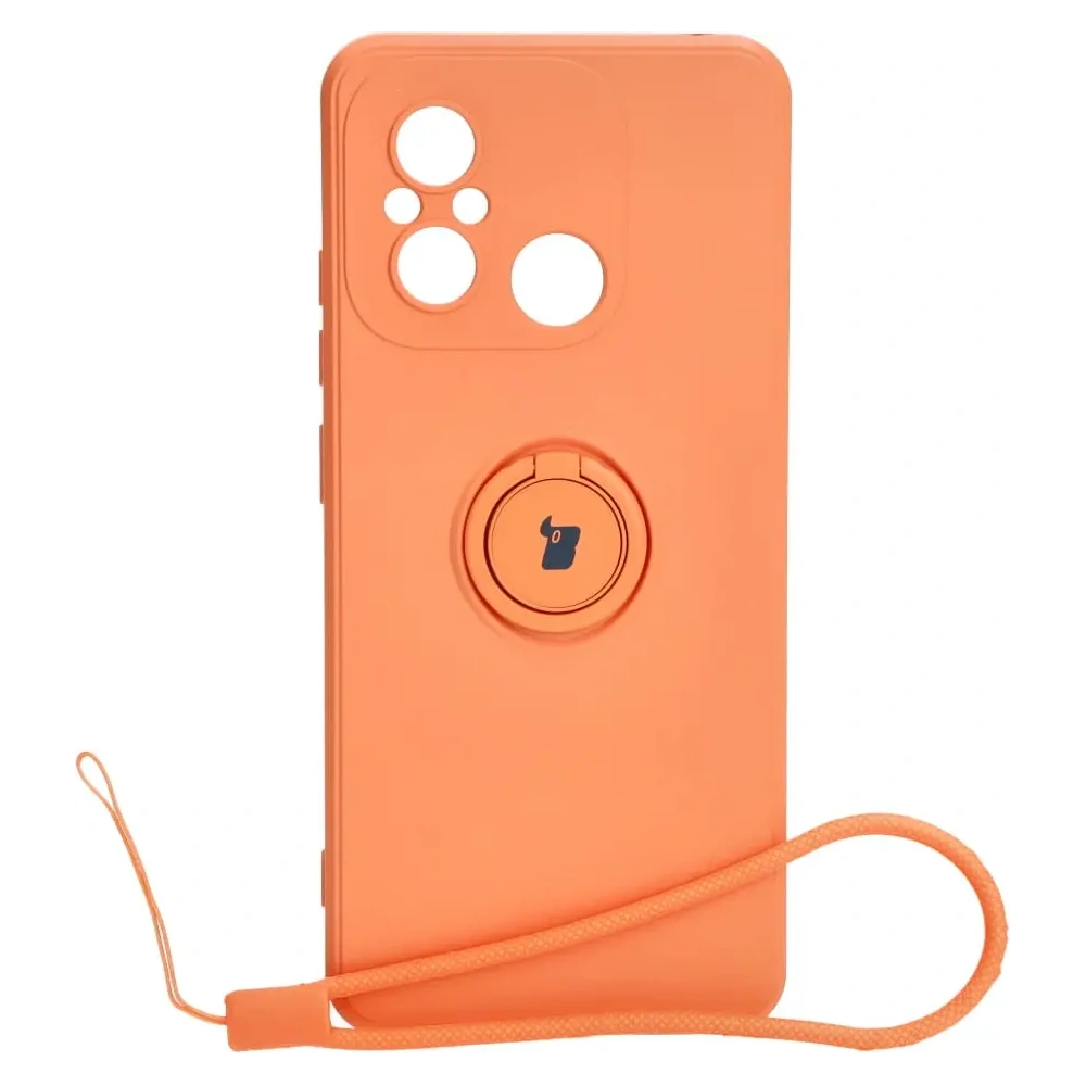 Etui Bizon Case Silicone Ring Sq do Xiaomi Redmi 12C pomarańczowe