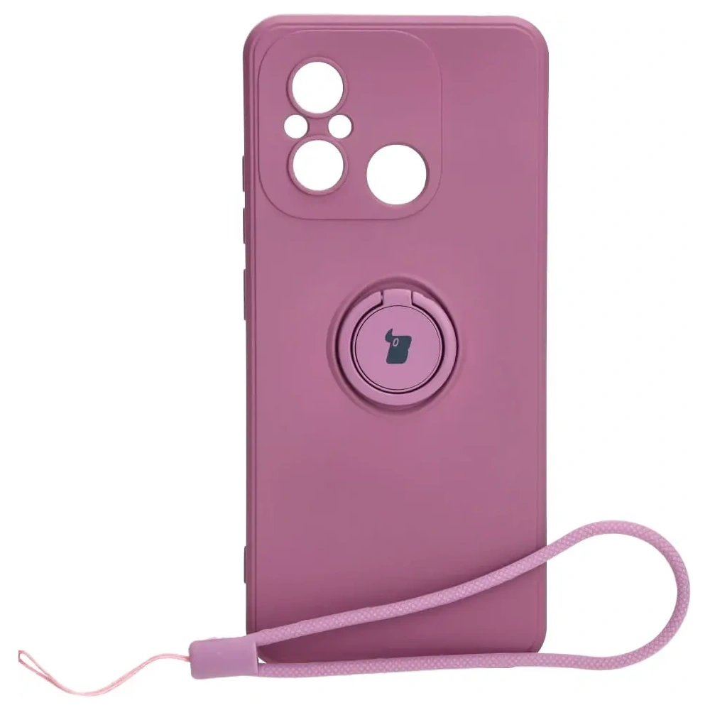 Etui Bizon Case Silicone Ring Sq do Xiaomi Redmi 12C ciemnofioletowe