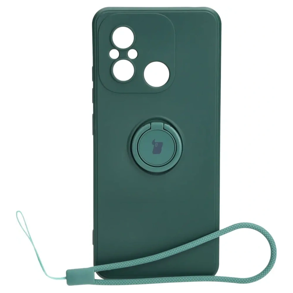 Etui Bizon Case Silicone Ring Sq do Xiaomi Redmi 12C ciemnozielone