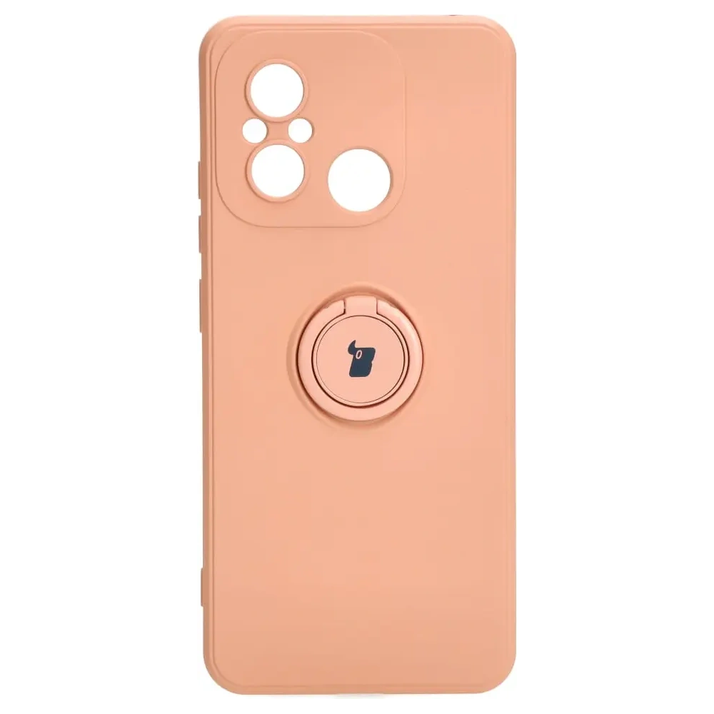 Etui Bizon Case Silicone Ring Sq do Xiaomi Redmi 12C jasnoróżowe