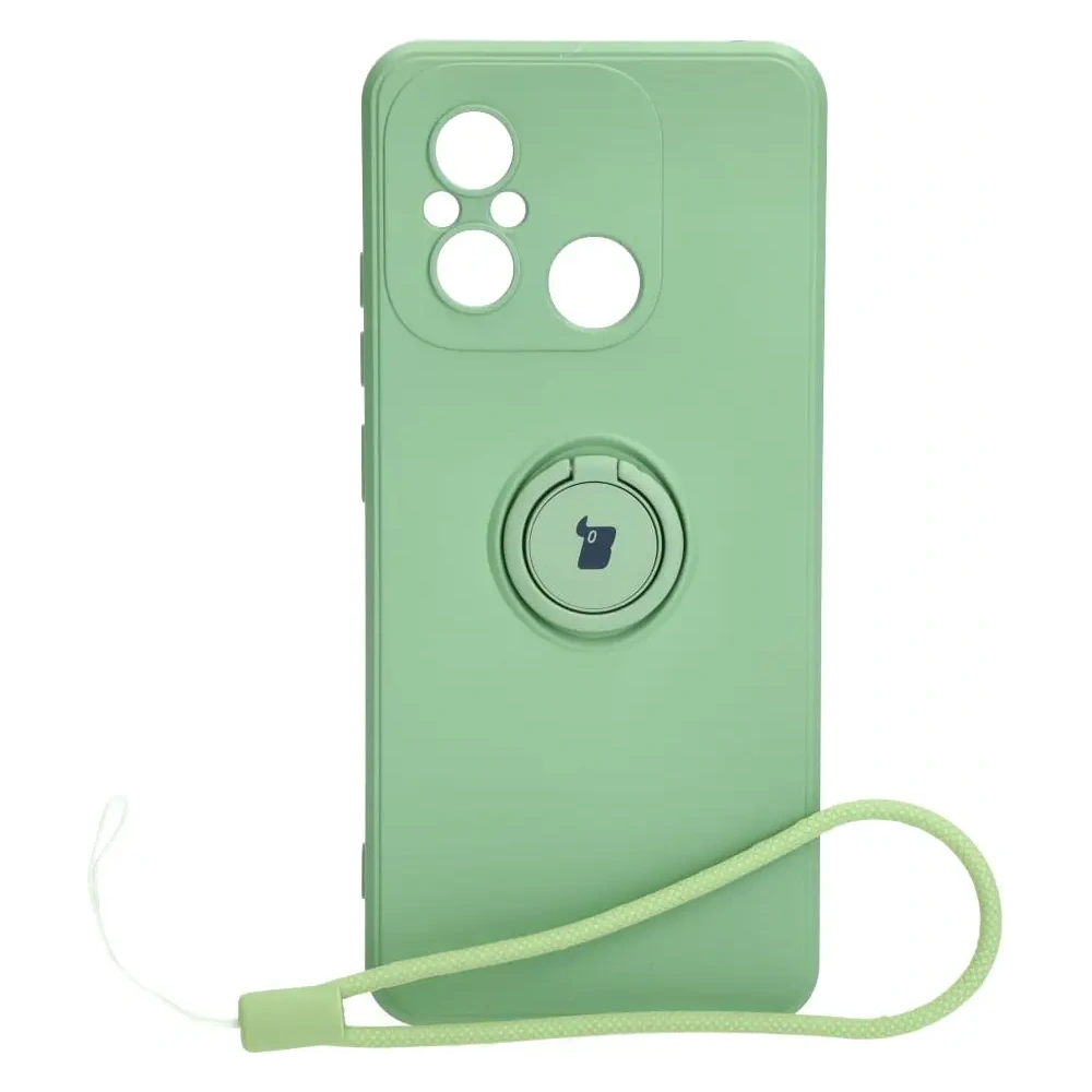 Etui Bizon Case Silicone Ring Sq do Xiaomi Redmi 12C jasnozielone
