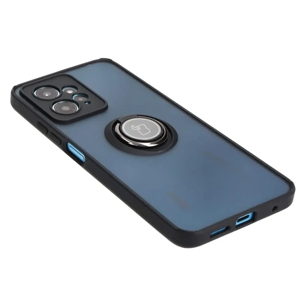 Etui z uchwytem na palec Bizon Case Hybrid Ring do Xiaomi Redmi Note 12 4G przydymione z czarną ramką