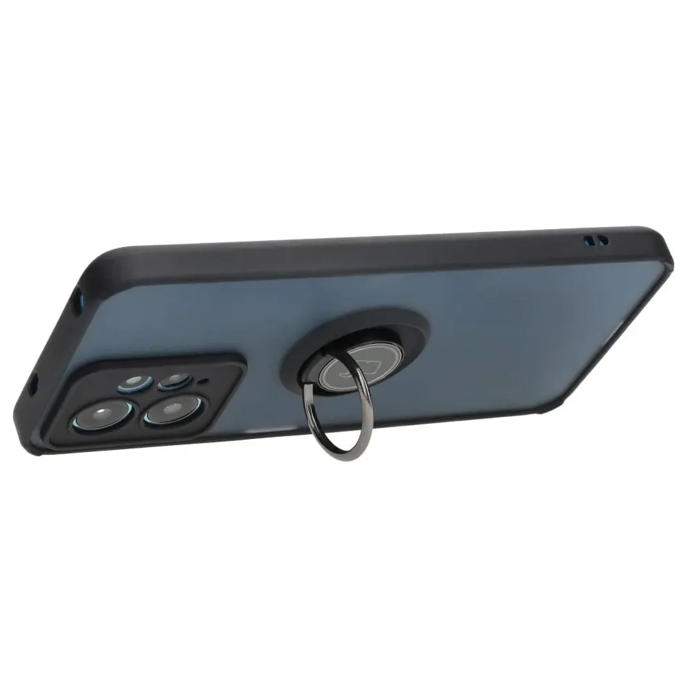 Etui z uchwytem na palec Bizon Case Hybrid Ring do Xiaomi Redmi Note 12 4G przydymione z czarną ramką