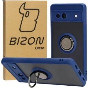 Buy Bizon Case Hybrid Ring Google Pixel 7A smoky with a navy blue frame - BIZ2434 - {ean13} - Home Screen Store Europe