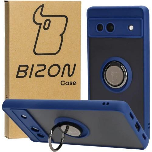 Buy Bizon Case Hybrid Ring Google Pixel 7A smoky with a navy blue frame - BIZ2434 - {ean13} - Home Screen Store Europe